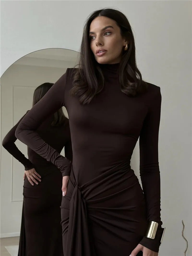 Elegant Turtleneck Maxi Dress